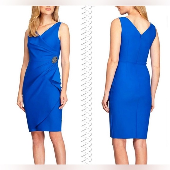 Alex Evenings Scuba Tank Dress Size 10 NWT Royal Blue Cocktail Formal 134005 - Picture 1 of 14